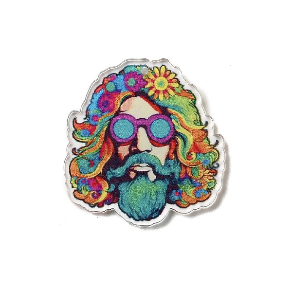 

PandaHall Acrylic Pendants, Human, Colorful, 40x38x2mm,Hole:1.60mm Acrylic Human