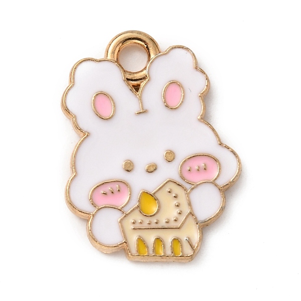 

PandaHall Alloy Enamel Pendants, Golden, Rabbit with Cake, White, 17.5x13x1.2mm, Hole: 2mm Alloy+Enamel Rabbit White