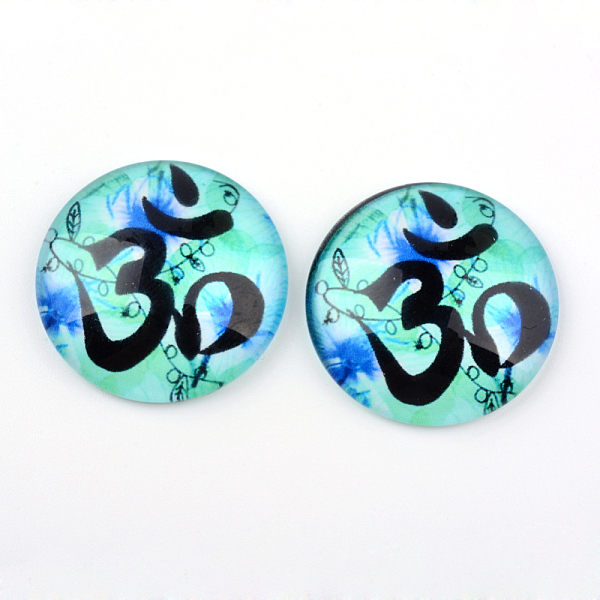 

PandaHall Yoga Theme Glass Cabochons, for DIY Projects, Half Round/Dome, Medium Turquoise, 25x6mm Glass Half Round