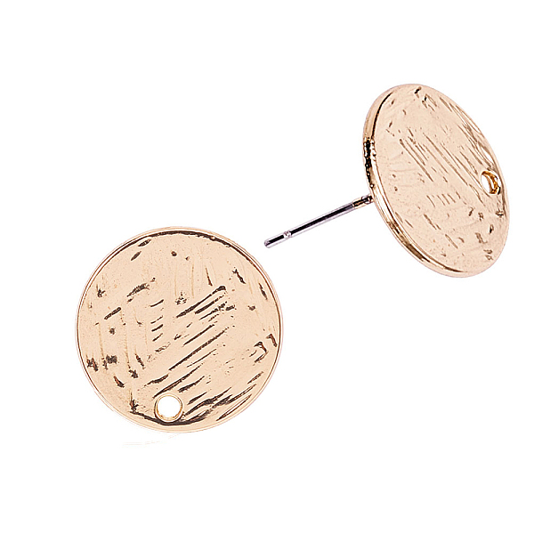 

PandaHall Alloy Stud Earrings Findings, with Iron Pins, Flat Round, Golden, 15x1.5mm, Pin: 0.6mm Alloy Flat Round