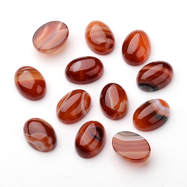 

PandaHall Natural Striped Agate/Banded Agate Oval Cabochons, Dyed, 18x13x5.5~7.5mm Banded Agate Oval