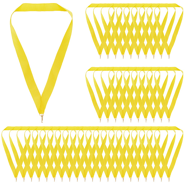 

PandaHall CRASPIRE 40Pcs Yellow Award Lanyards Medal Straps Neck Ribbons Polyester Flat with Iron Clasps for Team Competitions Sports...