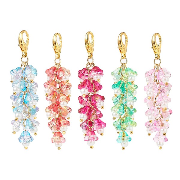 

PandaHall Trumpet Flower Glass Pendant Decorations, Lobster Clasp Charms, Clip-on Charms, for Keychain, Purse, Backpack Ornament, Mixed..., Multicolor