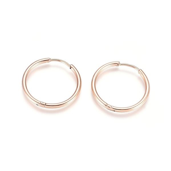 

PandaHall 304 Stainless Steel Huggie Hoop Earrings, with 316 Surgical Stainless Steel Pin, Ion Plating(IP), Ring, Rose Gold, 24x2mm, 12...