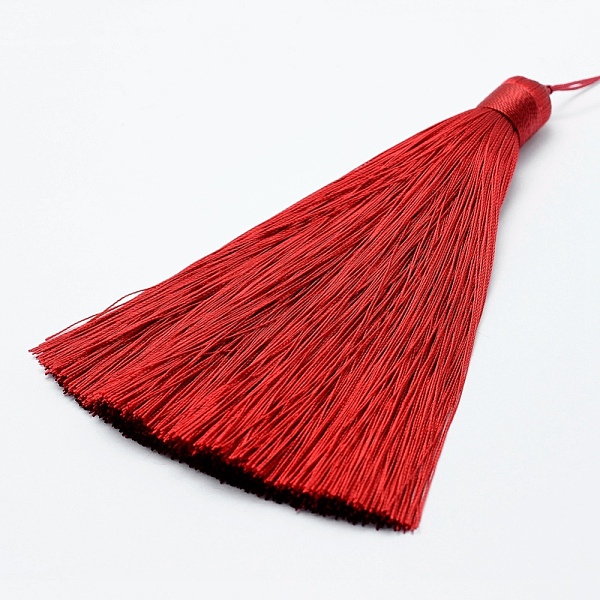 

PandaHall Nylon Tassel Big Pendants, Ice Silk Tassel, Red, 123x12mm Nylon Red