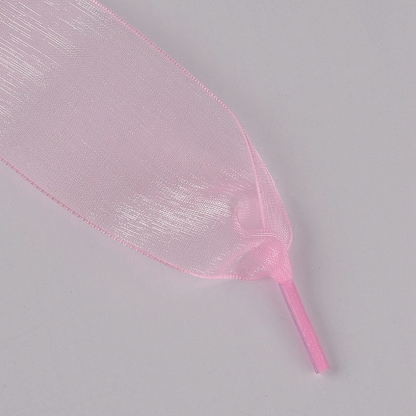 

PandaHall Flat Transparency Polyester Chiffon Shoelaces, Pink, 1200x40mm, 2pcs/pair Polyester Flat Pink