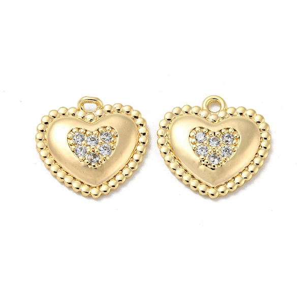 

PandaHall Brass Micro Pave Cubic Zirconia Pendants, Heart, Real 18K Gold Plated, 13x13.5x2.5mm, Hole: 1.4mm Brass+Cubic Zirconia Heart Clear