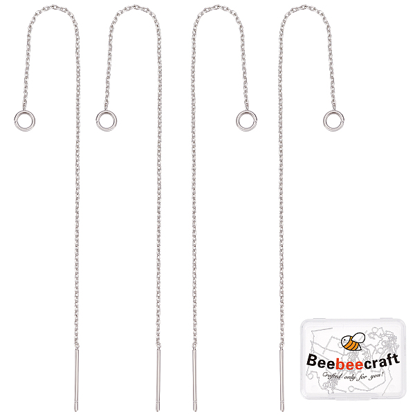 

PandaHall Beebeecraft 10Pcs Brass Stud Earring Findings, Ear Threads, with Loop, Platinum, 105x0.7mm, Hole: 3mm, Pin: 0.8mm Brass Others