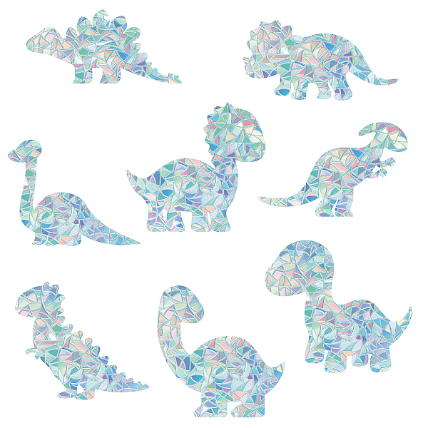 

PandaHall GORGECRAFT 16PCS 8 Styles Dinosaur Window Clings Static Rainbow Window Stickers Non Adhesive Collision Glass Stickers Vinyl Film...