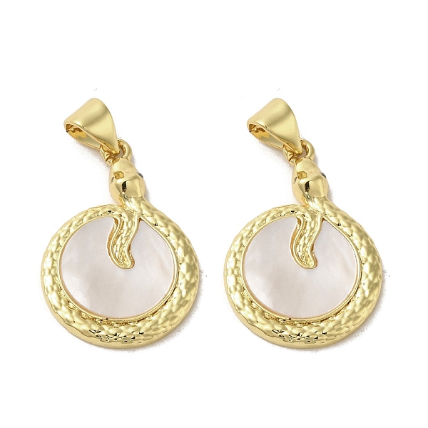

PandaHall Brass Pave Shell Pendants, Flat Round Charms with Snake, Real 18K Gold Plated, 24x16.5x2.5mm, Hole: 3.5x4mm Shell Snake