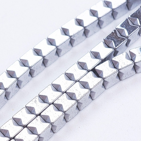 

PandaHall Electroplate Non-Magnetic Synthetic Hematite Beads Strands, Cube, Platinum Plated, 3x3x3mm, Hole: 0.5mm, about 132pcs/strand, 15.7...