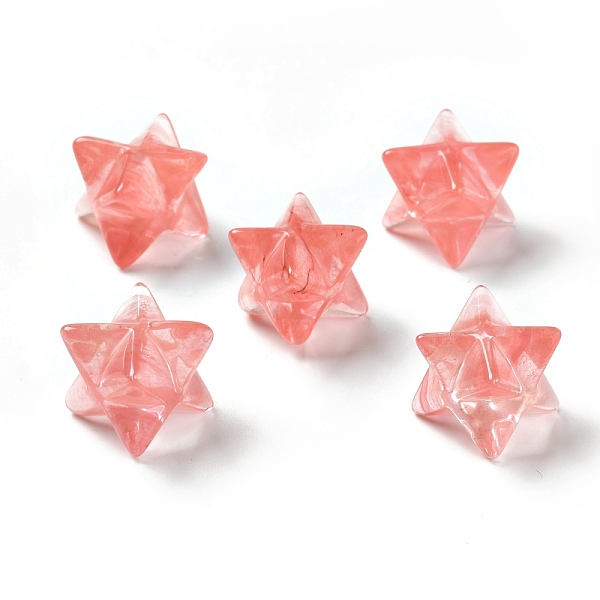 

PandaHall Cherry Quartz Glass Beads, No Hole/Undrilled, Merkaba Star, 14.5~15x14.5~15x14.5~15mm Cherry Quartz Glass Star