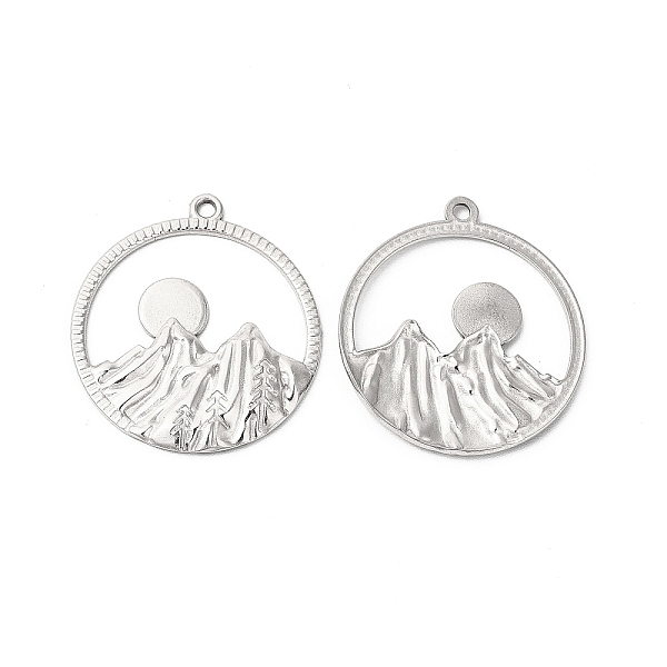 

PandaHall 304 Stainless Steel Pendants, Ring with Mountain & Sun Charms, Stainless Steel Color, 27.5x25x1.5mm, Hole: 1.6mm 304 Stainless...