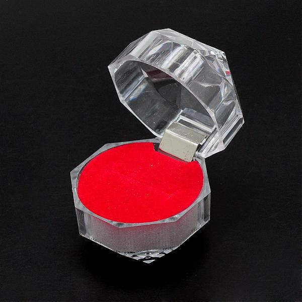 

PandaHall Transparent Plastic Ring Boxes, Jewelry Box, Red, 3.8x3.8x3.8cm Plastic Others Red
