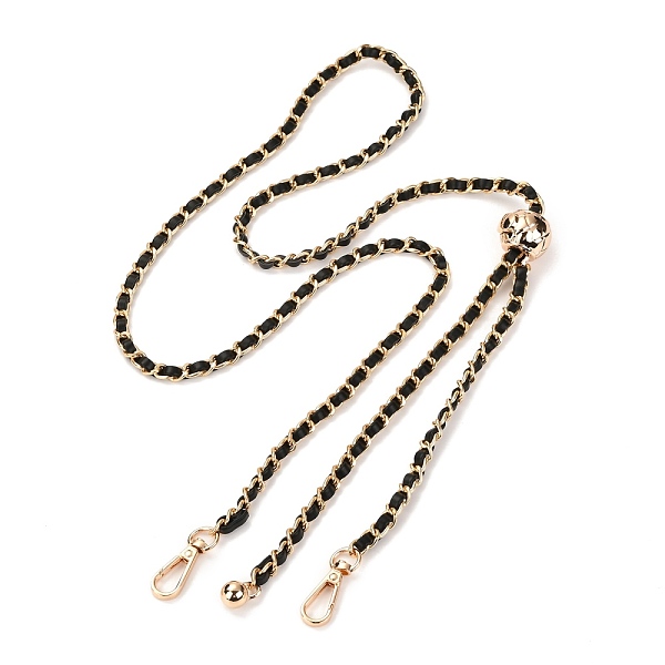 

PandaHall Bag Chains Straps, Iron Curb Link Chains, with Alloy Swivel Clasps and PU Leather & Transfer Ball, for Bag Replacement Accessories..., Black