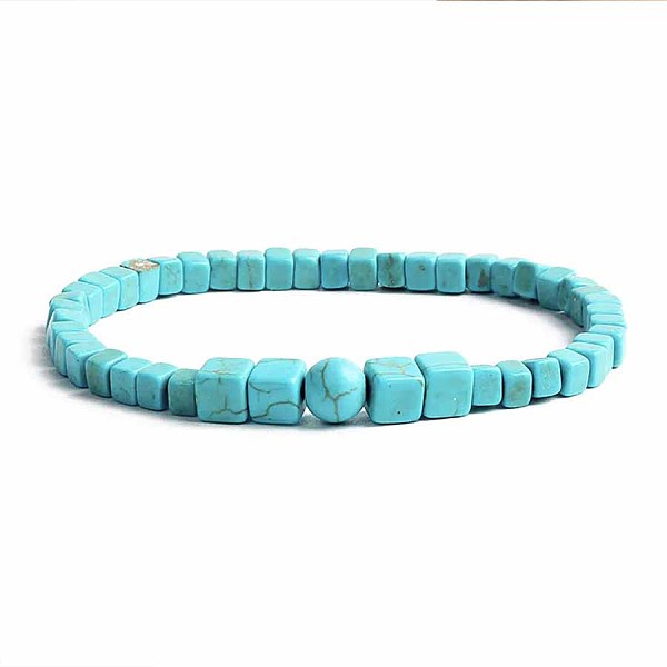 

PandaHall Turquoise Bracelet with Elastic Rope Bracelet, Male and Female Lovers Best Friend Natural Gemstone