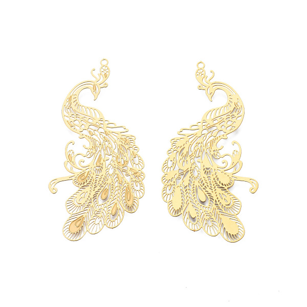 

PandaHall 304 Stainless Steel Big Pendants, Etched Metal Embellishments, Peacock, Real 18K Gold Plated, 58x28x0.3mm, Hole: 1.4mm 304...