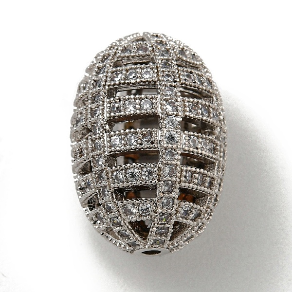 

PandaHall Brass Micro Pave Cubic Zirconia Beads, Oval, Platinum, 16.5x11.5mm, Hole: 1.4mm Brass+Cubic Zirconia Oval Clear