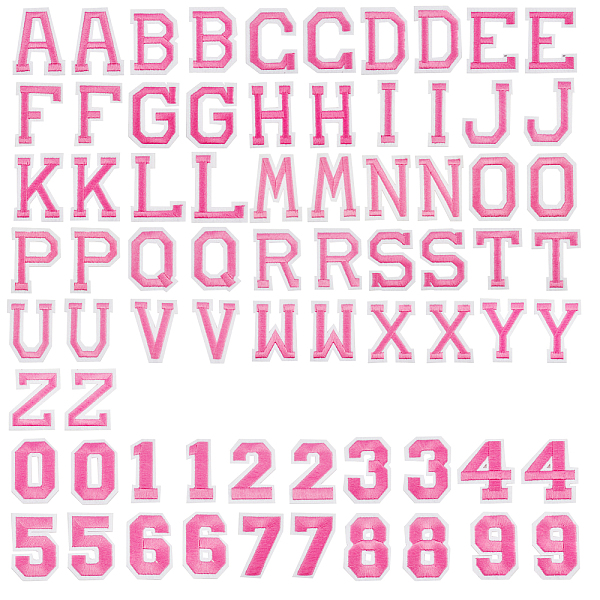 PandaHall Gorgecraft Computerized Embroidery Cloth Iron On Patches, Costume Accessories, Appliques, Letter A~Z & Number 0~9, Hot Pink...