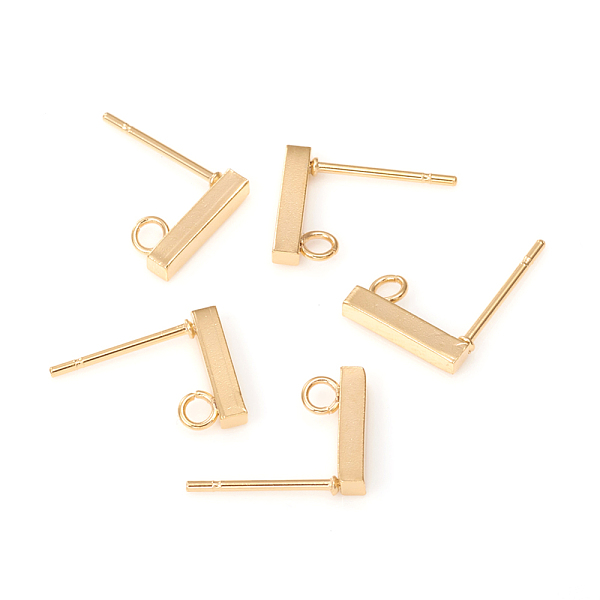 

PandaHall 304 Stainless Steel Stud Earring Findings, Rectangle, Golden, 10x2mm, Hole: 1.8mm, Pin: 0.7mm 304 Stainless Steel Rectangle