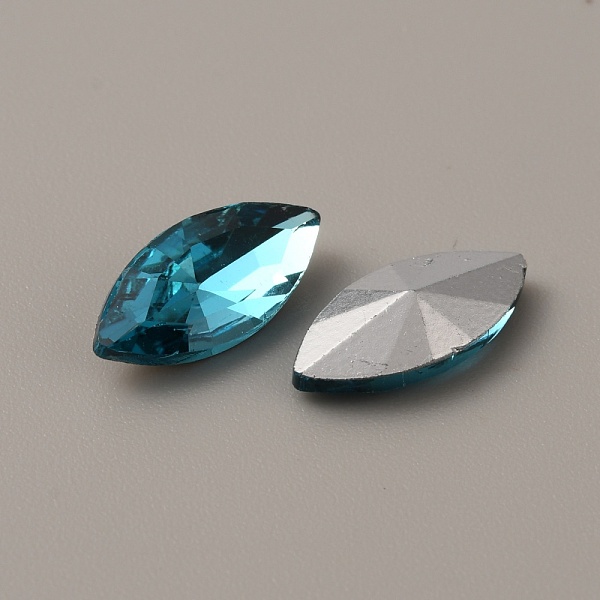 

PandaHall Glass Rhinestone Cabochons, Pointed Back & Back Plated, Horse Eye, Aquamarine, 15x7x4mm Glass Rhinestone Horse Eye Cyan