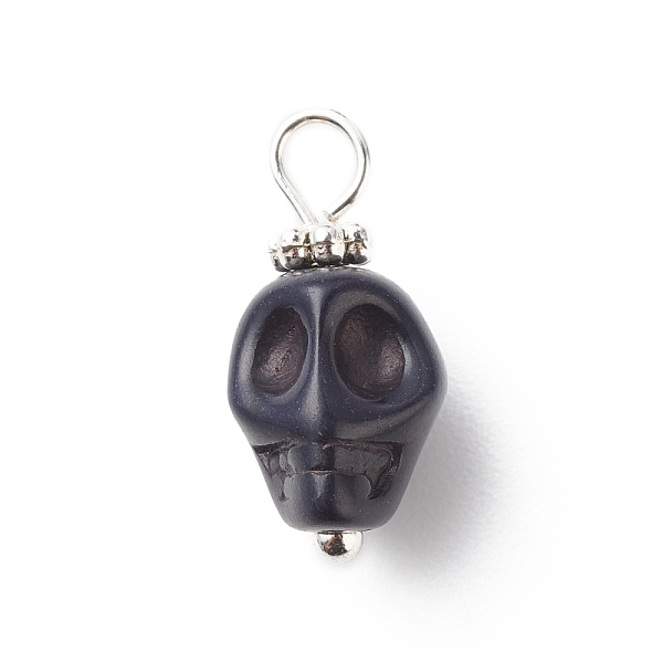 

PandaHall Synthetic Turquoise Pendants, with Silver Tone Brass Findings, Halloween Skull Charm, Dyed, Black, 17x8x9mm, Hole: 2.6mm Synthetic...