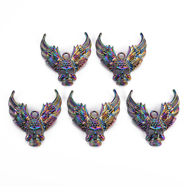 

PandaHall Rainbow Color Alloy Big Pendants, Cadmium Free & Nickel Free & Lead Free, Skull, 55.5x49x6mm, Hole: 4.5mm Alloy Skull