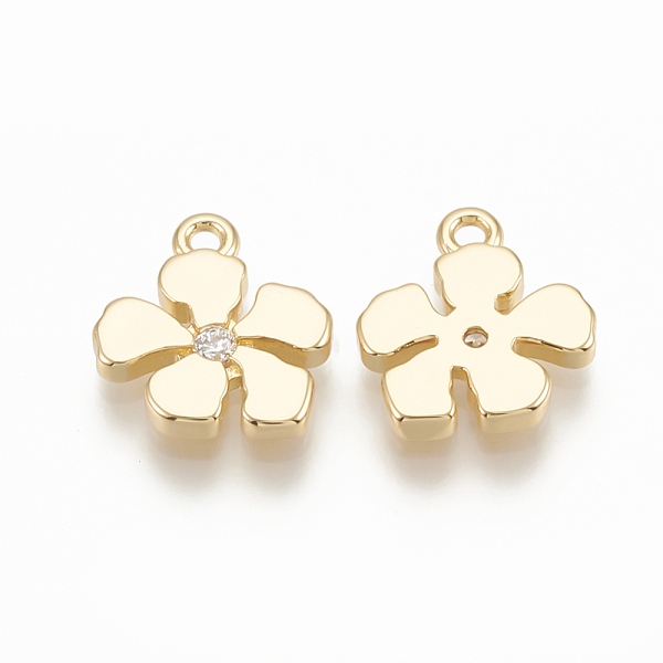 

PandaHall Brass Micro Pave Cubic Zirconia Charms, Flower, Nickel Free, Real 18K Gold Plated, 10.5x9.5x1.5mm, Hole: 1mm Brass+Cubic Zirconia..., Clear