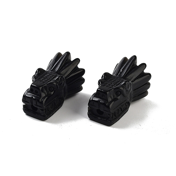 

PandaHall Natural Obsidian Beads, Dragon Head, 26x16.5x14.5mm, Hole: 2mm Obsidian Dragon