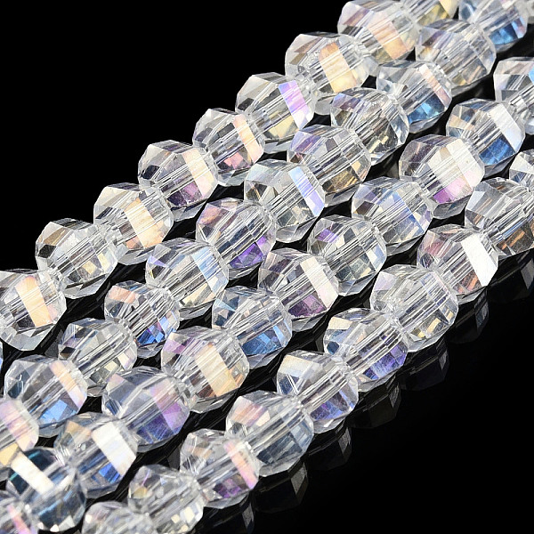 

PandaHall Electroplate Glass Beads Strands, AB Color Plated, Faceted, Round, Clear AB, 4~4.5x3.5mm, Hole: 1mm, about 100pcs/strand, 13.7..., White