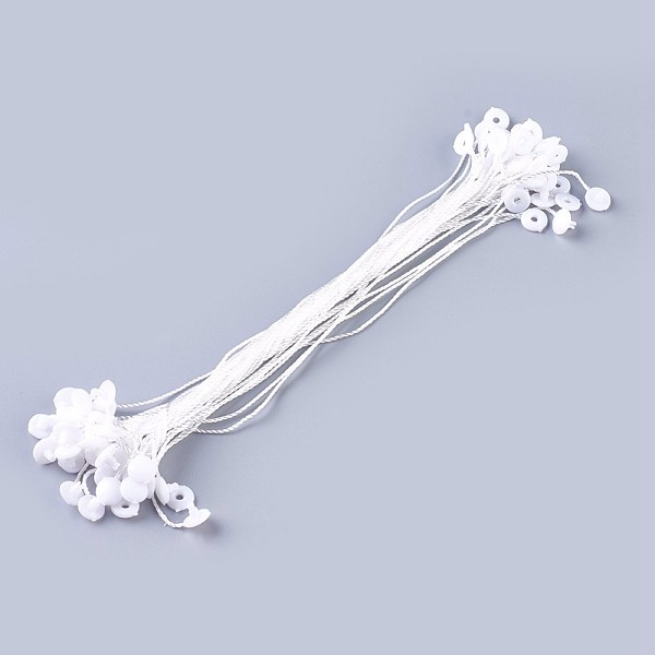 

PandaHall Polyester Cord Seal Tag, Plastic Hang Tag Fasteners, White, 190x0.9mm, Seal Tag: 8x2mm and 8x6.5mm Plastic White