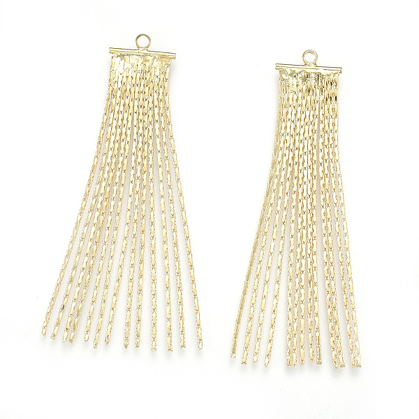 

PandaHall Brass Coreana Chain Tassel Pendants, Real 18K Gold Plated, 49x10x1mm, Hole: 1.4mm Brass