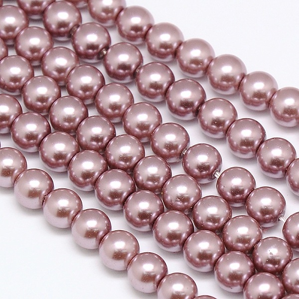 

PandaHall Eco-Friendly Dyed Glass Pearl Round Bead Strands, Cotton Cord Threaded, Rosy Brown, 8mm, Hole: 0.7~1.1mm, about 52pcs/strand, 15...