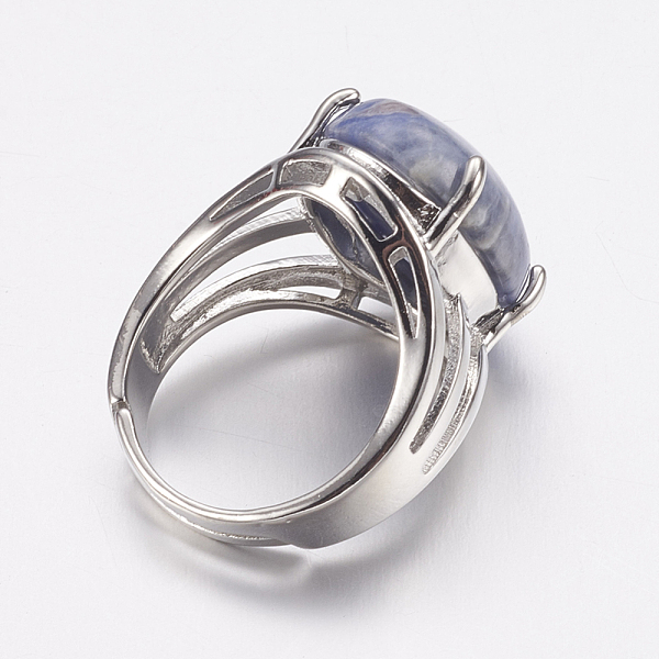 

PandaHall Natural Sodalite Wide Band Finger Rings, with Brass Ring Findings, Oval, 18mm Sodalite