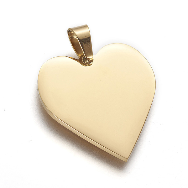 

PandaHall 304 Stainless Steel Stamping Blank Tag Pendants, Ion Plating(IP), Heart, Golden, 25x23.5x1.4mm, Hole: 4x7mm 304 Stainless Steel...
