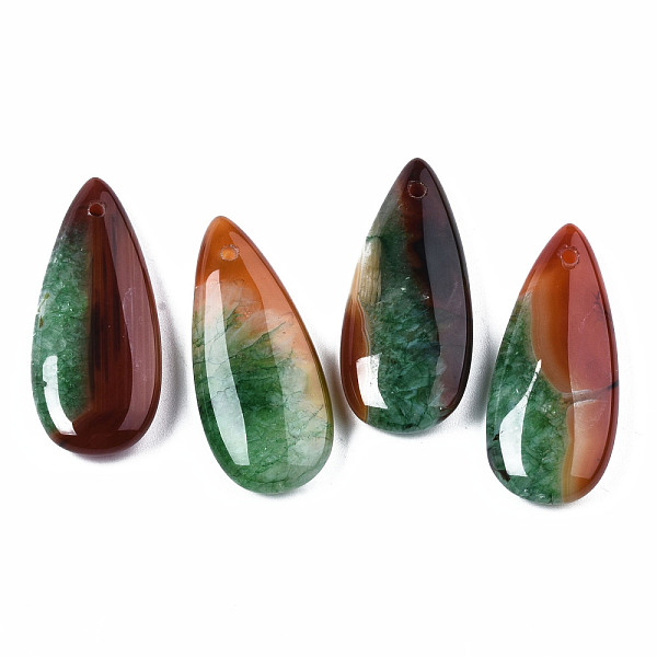 

PandaHall Natural Brazilian Agate Pendants, Dyed & Heated, Teardrop, Green, 39~40x17~18x6~7mm, Hole: 1.5mm Brazilian Agate Teardrop Green