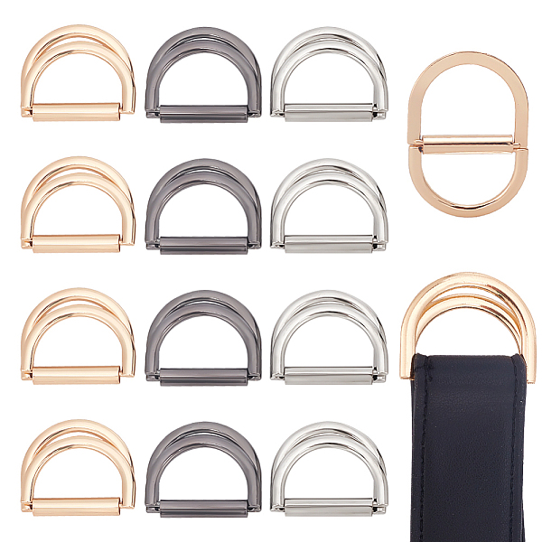 

PandaHall WADORN 24Pcs 3 Colors Alloy Double D Rings, Buckle Clasps, for Webbing, Strapping Bags, Garment Accessories, Mixed Color...