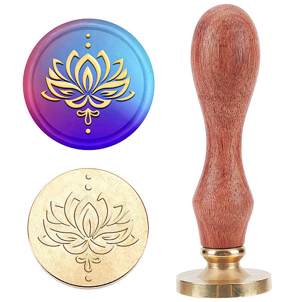 

PandaHall MAYJOYDIY Yoga Lotus Wax Seal Stamp Lotus Flower Seal Stamp Retro Wood Sealing Stamp 25mm Brass Seal Head Embellishment of Cards...