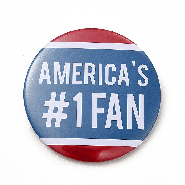 

PandaHall Independence Day Flat Round Tinplate Badge Pins, Platinum Brooch Button Pin for Backpack Clothes, Word, 58x3.5mm Tinplate Word