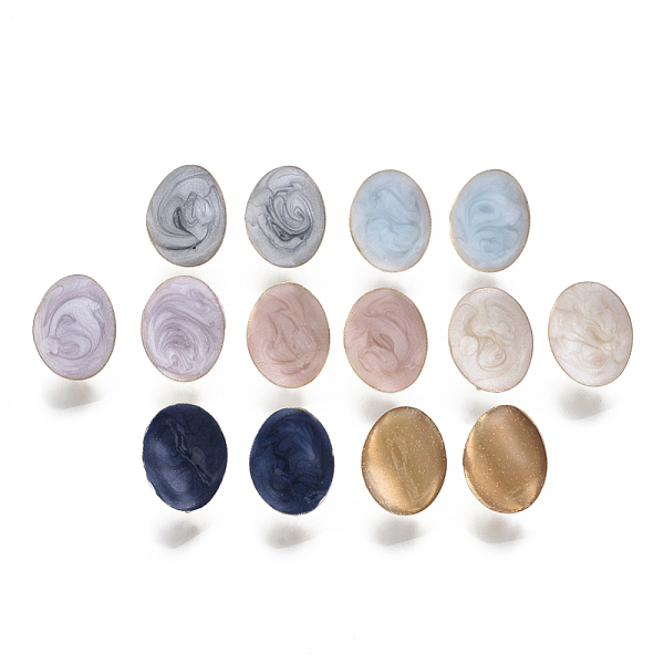 

PandaHall Eco-Friendly Iron Enamel Stud Earring Findings, with Loop, Cadmium Free & Nickel Free & Lead Free, Oval, Light Gold, Mixed Color..., Multicolor