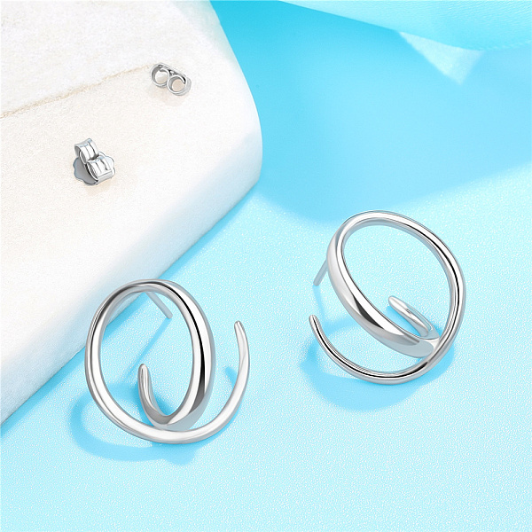 

PandaHall SHEGRACE Rhodium Plated 925 Sterling Silver Stud Earrings, Platinum, 18x18.5mm Sterling Silver