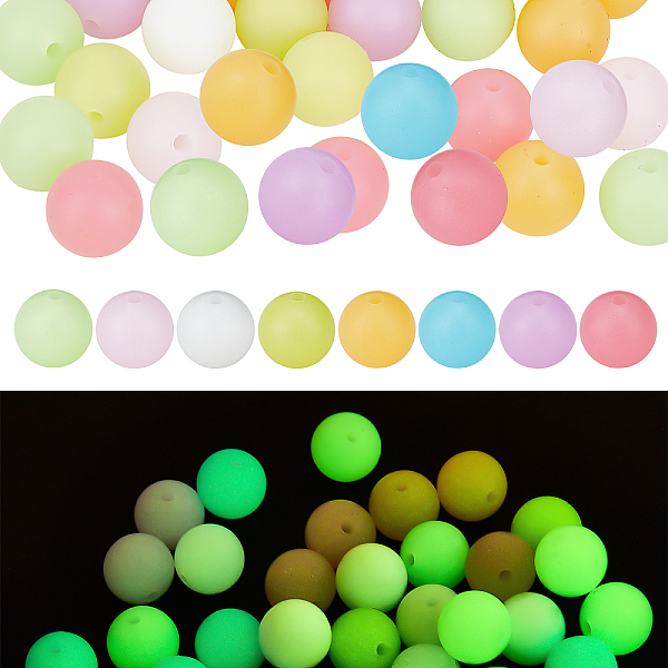 

PandaHall CHGCRAFT 160Pcs 8 Colors Fluorescent Silicone Beads Luminous Silicone Beads Round Chewing Beads for Teethers DIY Nursing Necklaces..., Multicolor