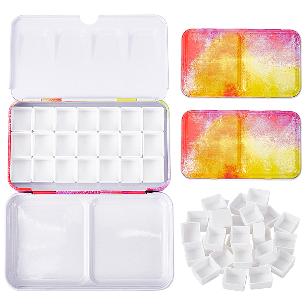 

PandaHall Plastic & Tin Box Empty Watercolor Paint Pans, for Paint Case Art Palette Supplies, Colorful, 7.2x12.4x2.2cm, Inner Diameter...
