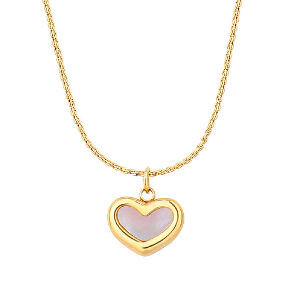

PandaHall Natural Shell Heart Pendant Necklace with Stainless Steel Chains, Golden, 15.75 inch(40cm) Shell Heart