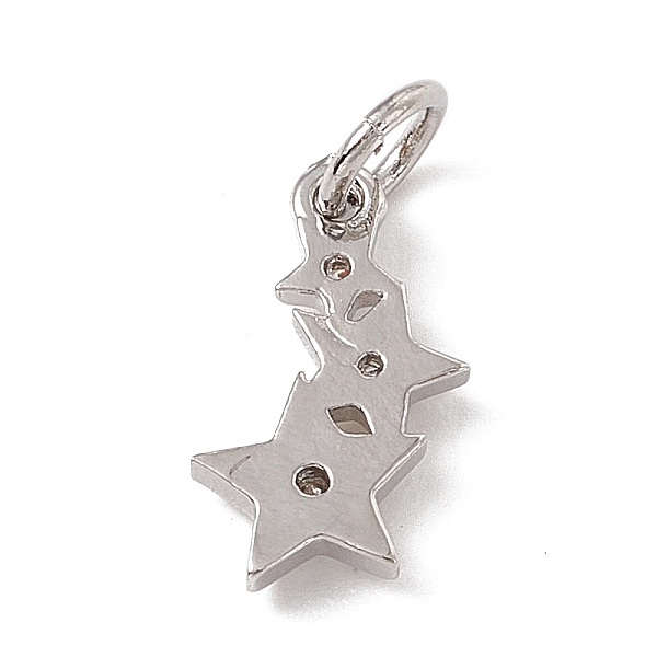 

PandaHall Brass Micro Pave Cubic Zirconia Charms, with Jump Rings, 3-Star Charms, Platinum, 13x7x1.5mm, Hole: 3.4mm Brass+Cubic Zirconia..., Clear