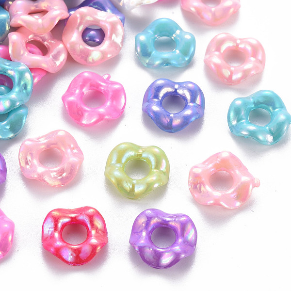 

PandaHall Opaque Acrylic Beads, Dyed, AB Color, Doughnut, Mixed Color, 12.5x4mm, Hole: 4.5mm Acrylic Others Multicolor