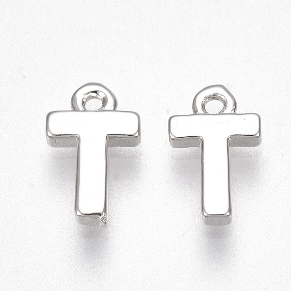 

PandaHall Brass Charms, Letter, Nickel Free, Real Platinum Plated, Letter.T, 8.5x5x1.5mm, Hole: 0.8mm Brass Letter