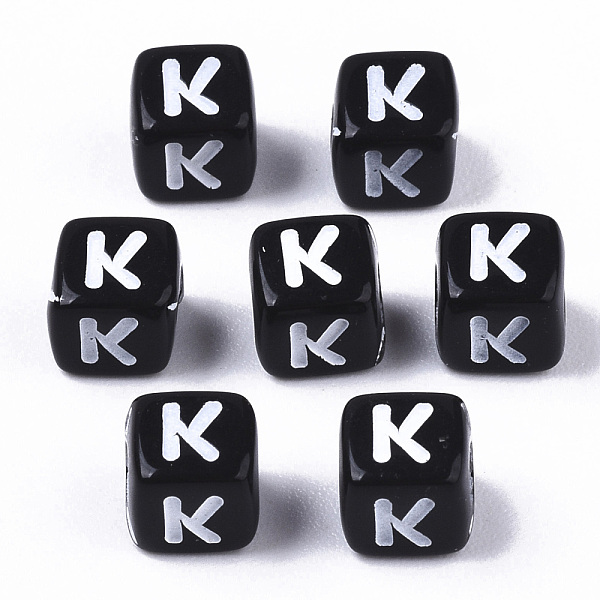 

PandaHall Opaque Acrylic Beads, Horizontal Hole, Alphabet Style, Cube, Black & White, Letter.K, 5x5x5mm, Hole: 2mm, about 5000pcs/500g...