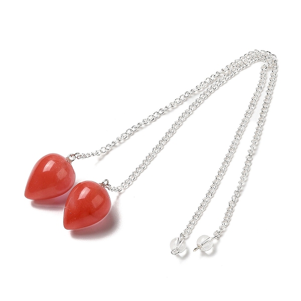 

PandaHall Cherry Quartz Glass Dowsing Pendulums, with Silver Tone Iron Chains, Teardrop Pendant, 235mm, Hole: 1.6mm Cherry Quartz Glass...
