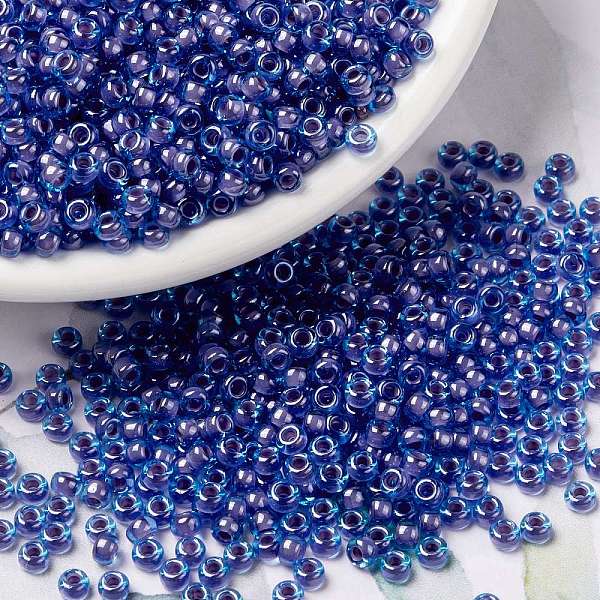 

PandaHall MIYUKI Round Rocailles Beads, Japanese Seed Beads, (RR2270) Fancy Lined Aqua Pink, 8/0, 3mm, Hole: 1mm, about 2111~2277pcs/50g..., Blue